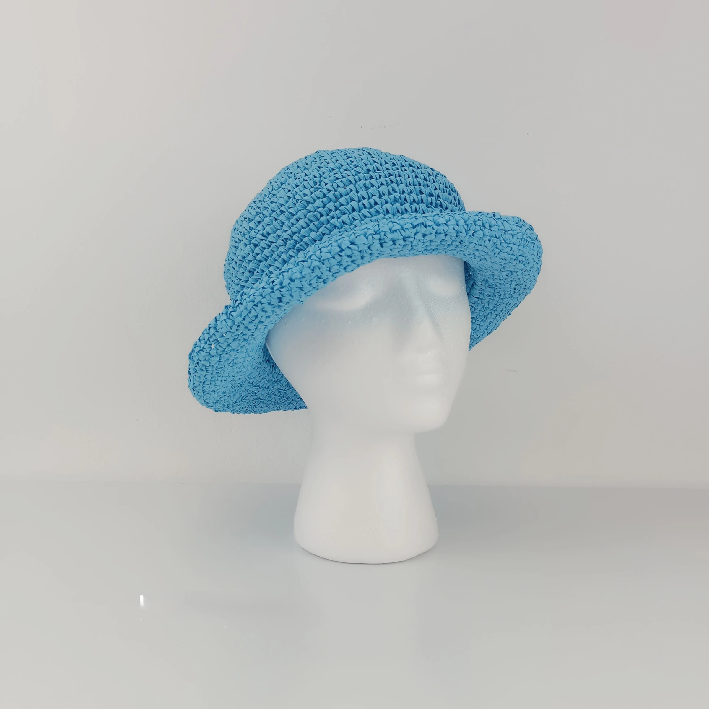Chapéu bucket cor azul turquesa tricotado em crochê – photo 3